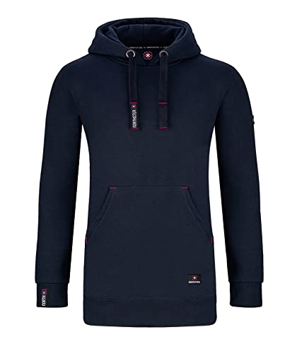 Northster Damen Sweatjacke Sportjacke Trainingsjacke Zip Hoodie Zipper Jacke Kapuze Freizeitjacke Kapuzenjacke Hooded Jacket Full Streetwear Baumwolle kuschelig bequem weich lässig blau blaue 2XL N530 von Northster