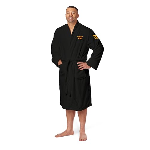 Northwest The Company Offizieller NFL Washington Commanders Herren-Bademantel mit Nummer, Größe L/XL, 66 x 119,4 cm, Schwarz, Schwarz, Large-X-Large von Northwest