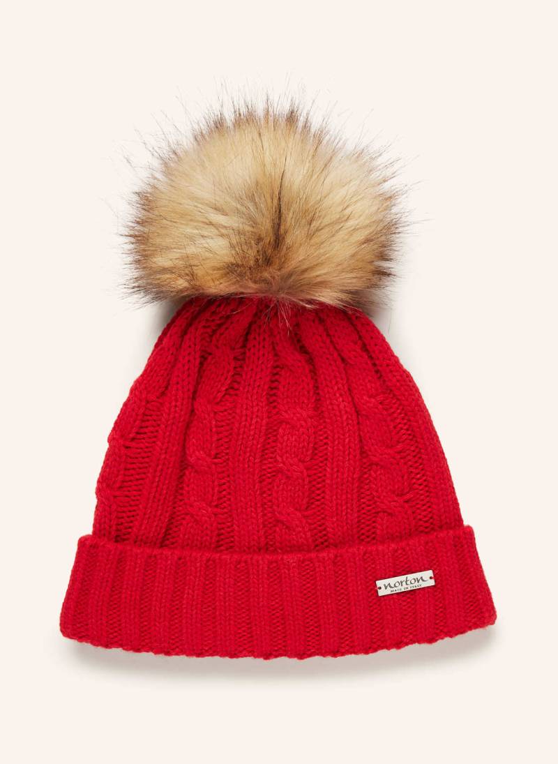 Norton Mütze Mit Kunstpelzbommel rot von Norton