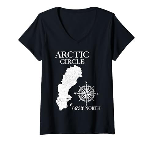 Damen Norwegen Arctic Circle Norwegisches Souvenir T-Shirt mit V-Ausschnitt von Norway Arctic Circle - Souvenirs & Gifts