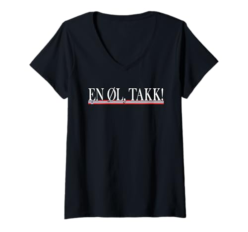 Damen Norwegen - Beer Shirt En Øl, Takk Norwegian Fun Souvenir T-Shirt mit V-Ausschnitt Damen Norwegen - Beer Shirt En Øl, Takk Norwegian Fun Souvenir T-Shirt mit V-Ausschnitt von Norway Beer Scandinavia Travel Camping Fishing