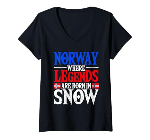Damen Norwegen Legends Design für norwegische Männer Frauen T-Shirt mit V-Ausschnitt Damen Norwegen Legends Design für norwegische Männer Frauen T-Shirt mit V-Ausschnitt von Norway Designs for Scandinavian Pride