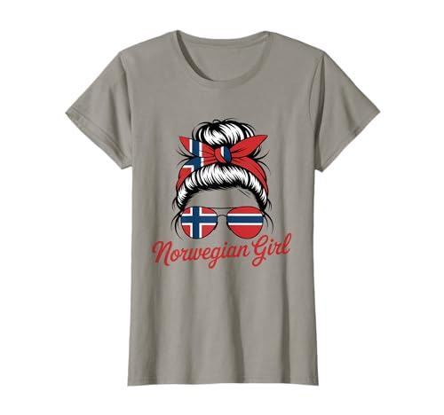 Norwegisches Mädchen Messy Bun Norwegen Flagge T-Shirt von Norway Flag Norwegian Roots
