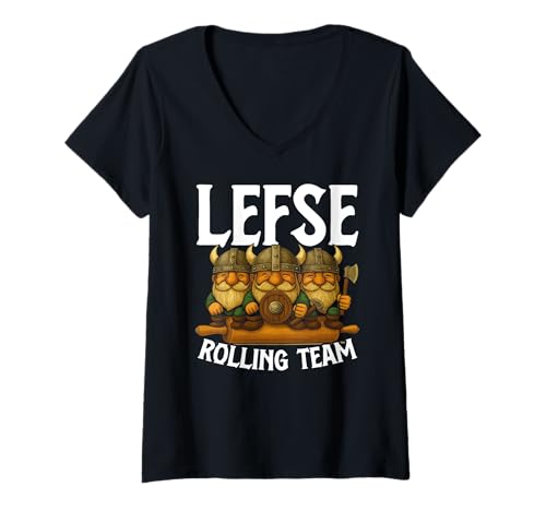 Damen Norwegen Lefse Rolling Team Scandinavian Viking T-Shirt mit V-Ausschnitt Damen Norwegen Lefse Rolling Team Scandinavian Viking T-Shirt mit V-Ausschnitt von Norway Scandinavian Pride