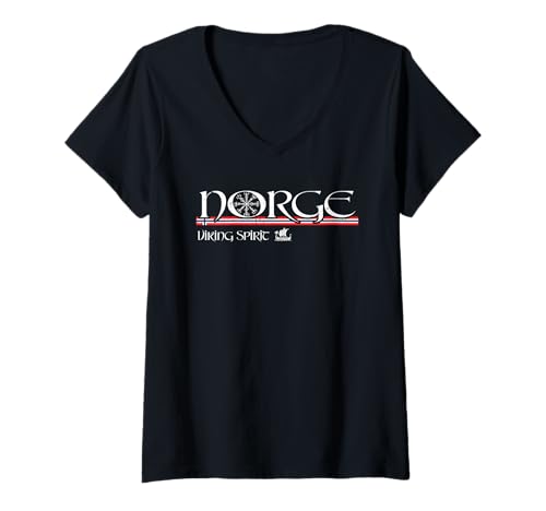 Damen Norwegen - Norge - Viking Vegvísir Skandinavisch T-Shirt mit V-Ausschnitt Damen Norwegen - Norge - Viking Vegvísir Skandinavisch T-Shirt mit V-Ausschnitt von Norway Viking Scandinavia Norge