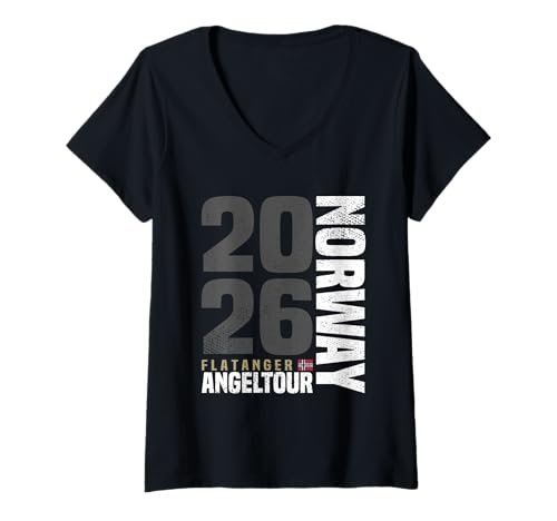 Damen Angeln Norway Flatanger Angelzubehör Norwegen Angeltour 2026 T-Shirt mit V-Ausschnitt von Norwegen Angeltour 2026 & Angelzubehör Flatanger