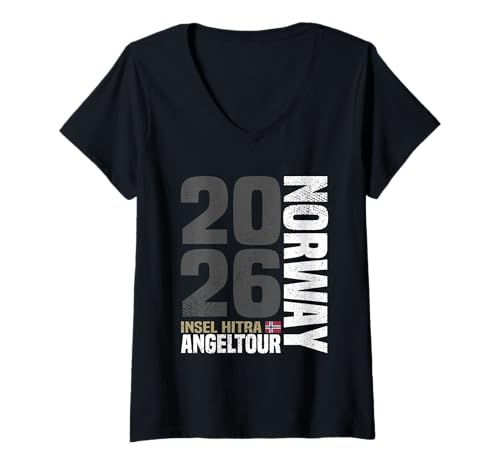 Damen Angeln Norway Hitra Angelzubehör Norwegen Angeltour 2026 T-Shirt mit V-Ausschnitt von Norwegen Angeltour 2026 & Angelzubehör Hitra