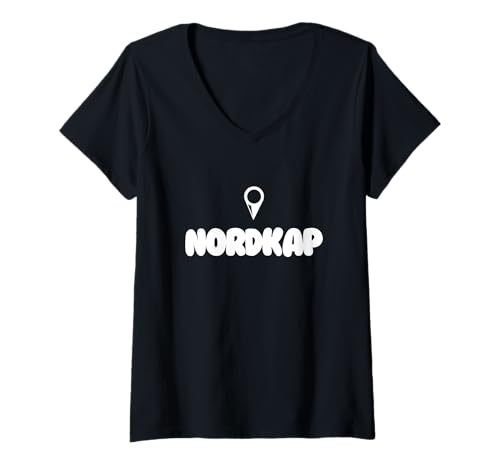 Damen Nordkap Souvenir T-Shirt mit V-Ausschnitt Damen Nordkap Souvenir T-Shirt mit V-Ausschnitt von Norwegen Nordkapp Globus