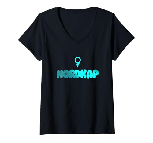 Damen Nordkap T-Shirt mit V-Ausschnitt von Norwegen Nordkapp Globus