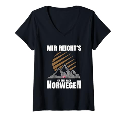 Damen Wanderungen Gadgets Urlaub Camping Souvenir Wandern Norwegen T-Shirt mit V-Ausschnitt von Norwegen Wandern und Wanderungen Gadgets