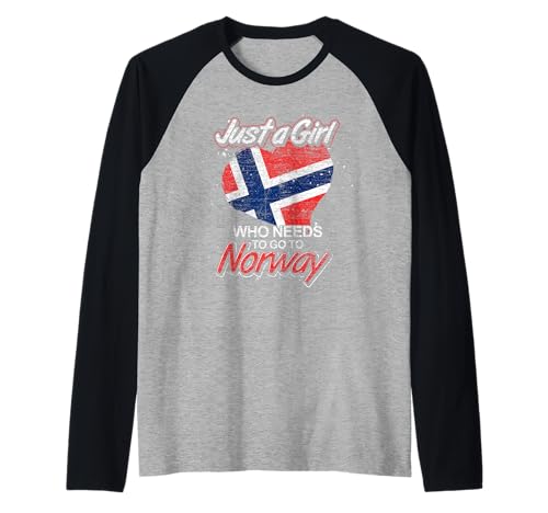 Nur EIN Mädchen das nach Norwegen muss Herz Norweger Raglan von Norwegische Flagge Norwegen Geschenkidee