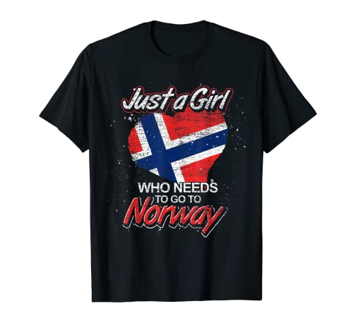 Nur ein Mädchen das nach Norwegen muss Herz Norweger T-Shirt von Norwegische Flagge Norwegen Geschenkidee
