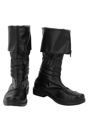 NoryNick Cloud Strife Cosplay Stiefel Cloud Stiefel Schwarz PU Leder Schuhe Boots FF7 Cloud Strife Kostüm Halloween Karneval Cos Zubehör von NoryNick