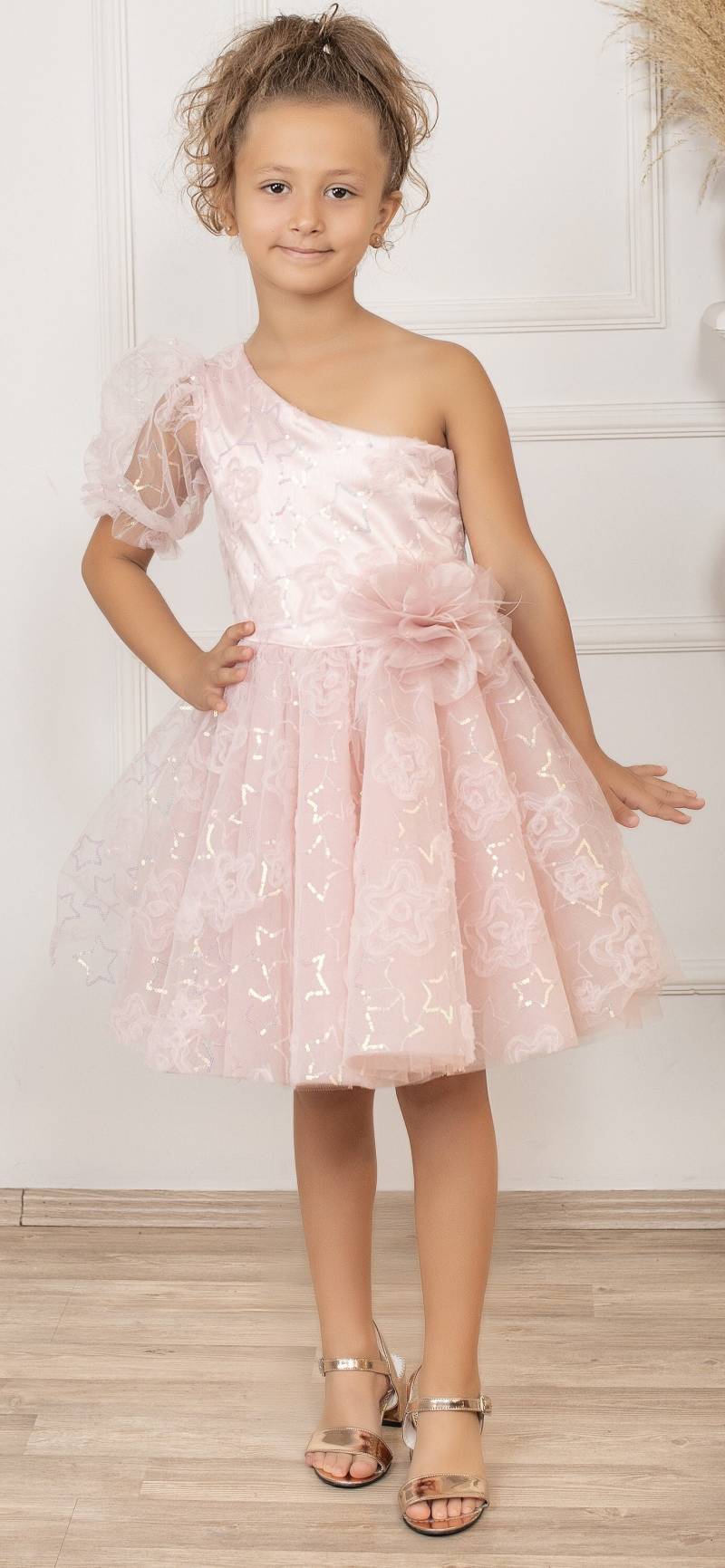 Mädchen Ein Ärmel Kurzes Kleid, Puffy Kinder Party Kleid Mädchen Ein Ärmel Kurzes Kleid, Puffy Kinder Party Kleid von NossiByCostume