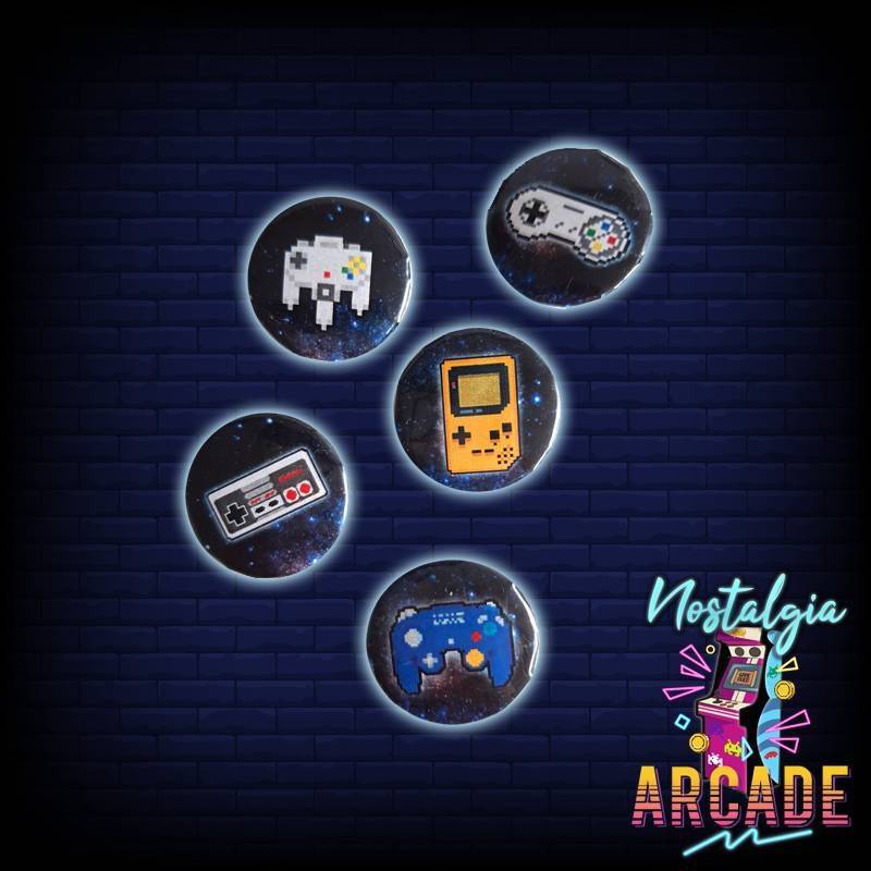 Nintendo Controller Snes N64 Pin Button Badge Set Retro Pixel Art Gameboy von NostalgiaArcade