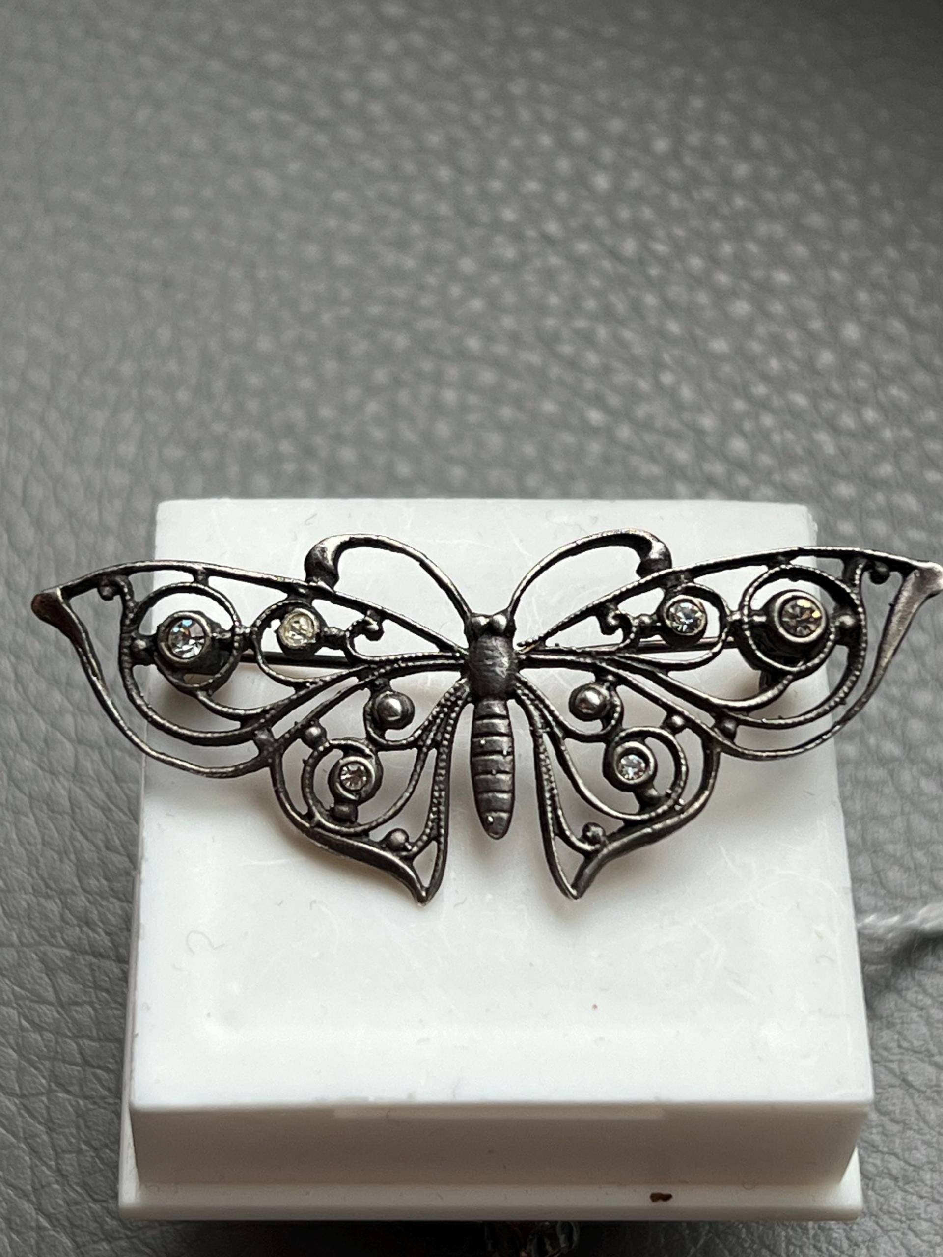 925 Sterling Silber Markasiten Und Schmetterling Anstecknadel-Brosche von NostalgiaBoutiqueR