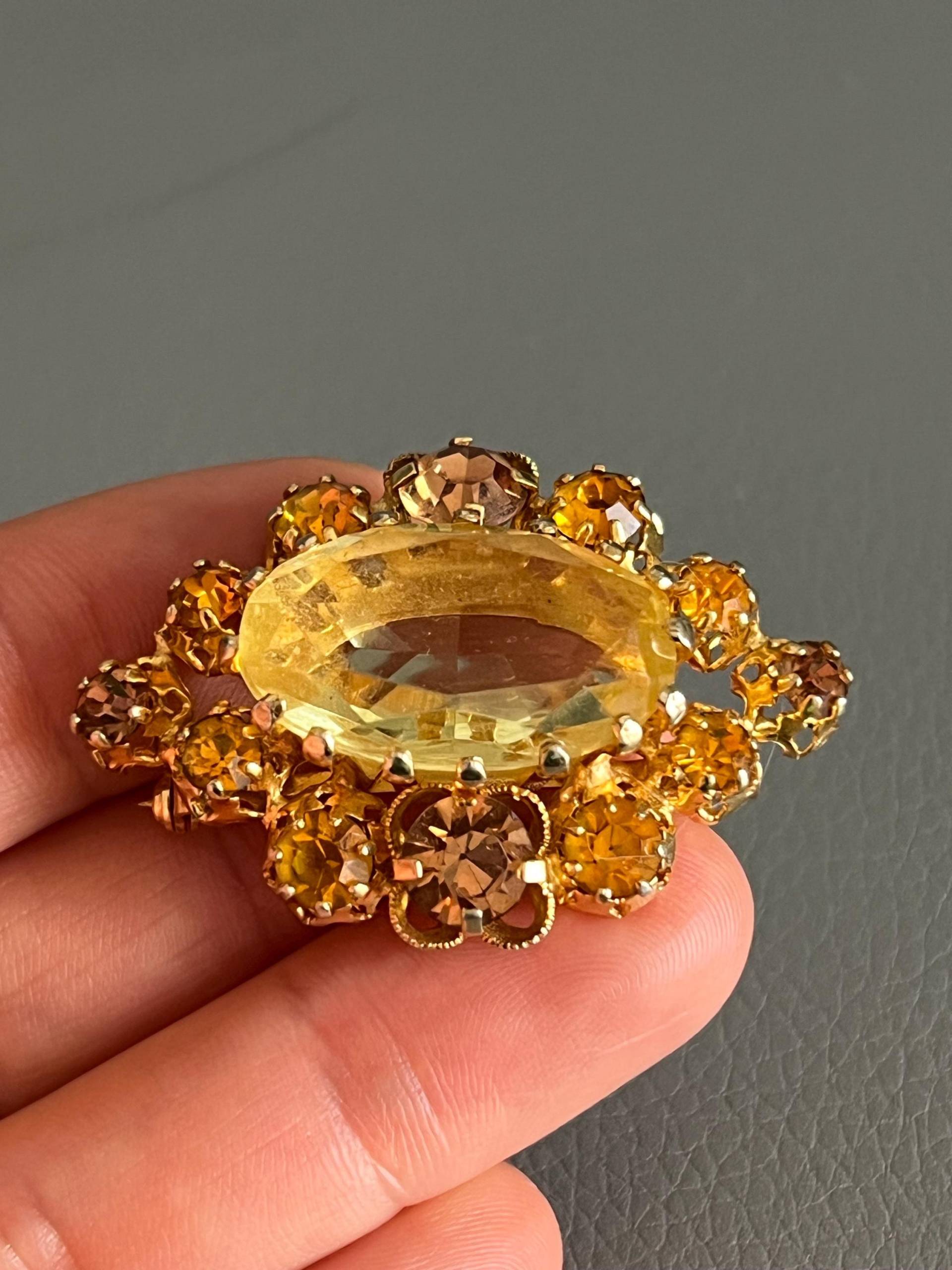 Vintage Karamell Glas-Brosche 1980S Schmuck Aus Österreich von NostalgiaBoutiqueR