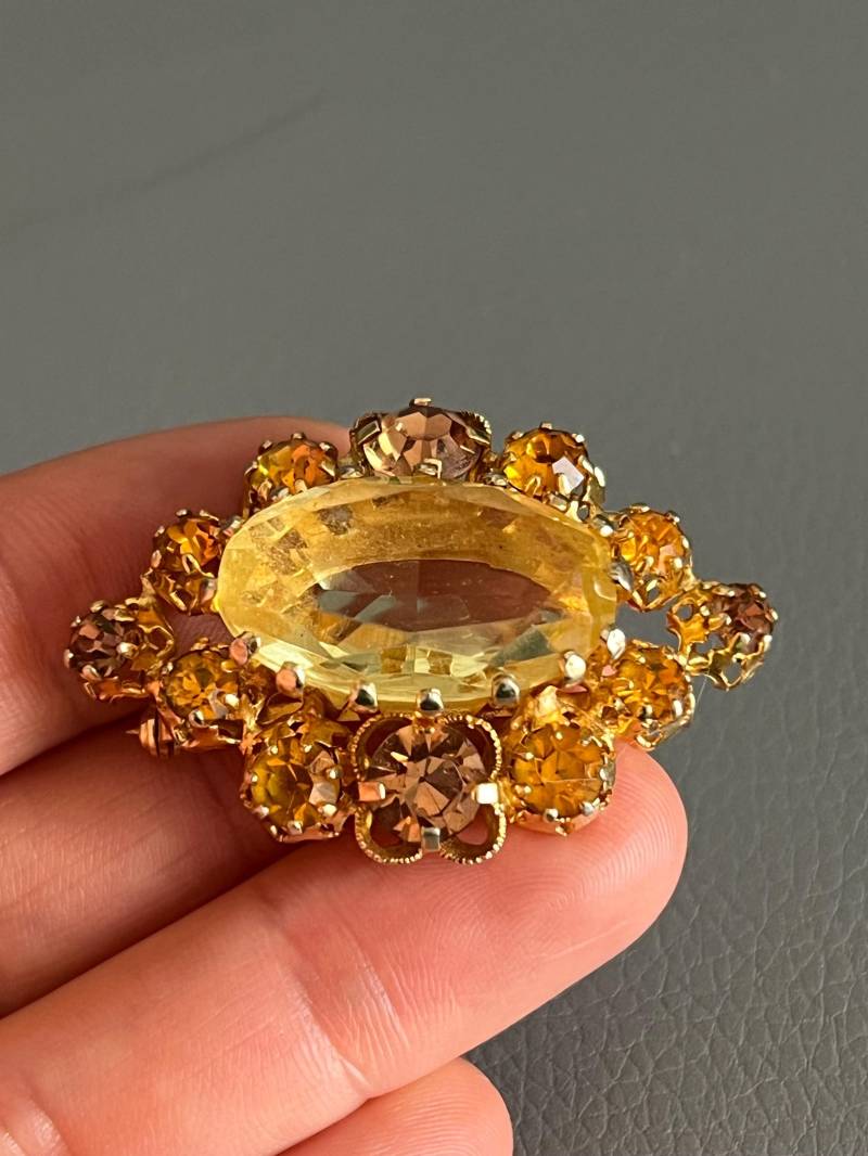 Vintage Karamell Glas-Brosche 1980S Schmuck Aus Österreich von NostalgiaBoutiqueR