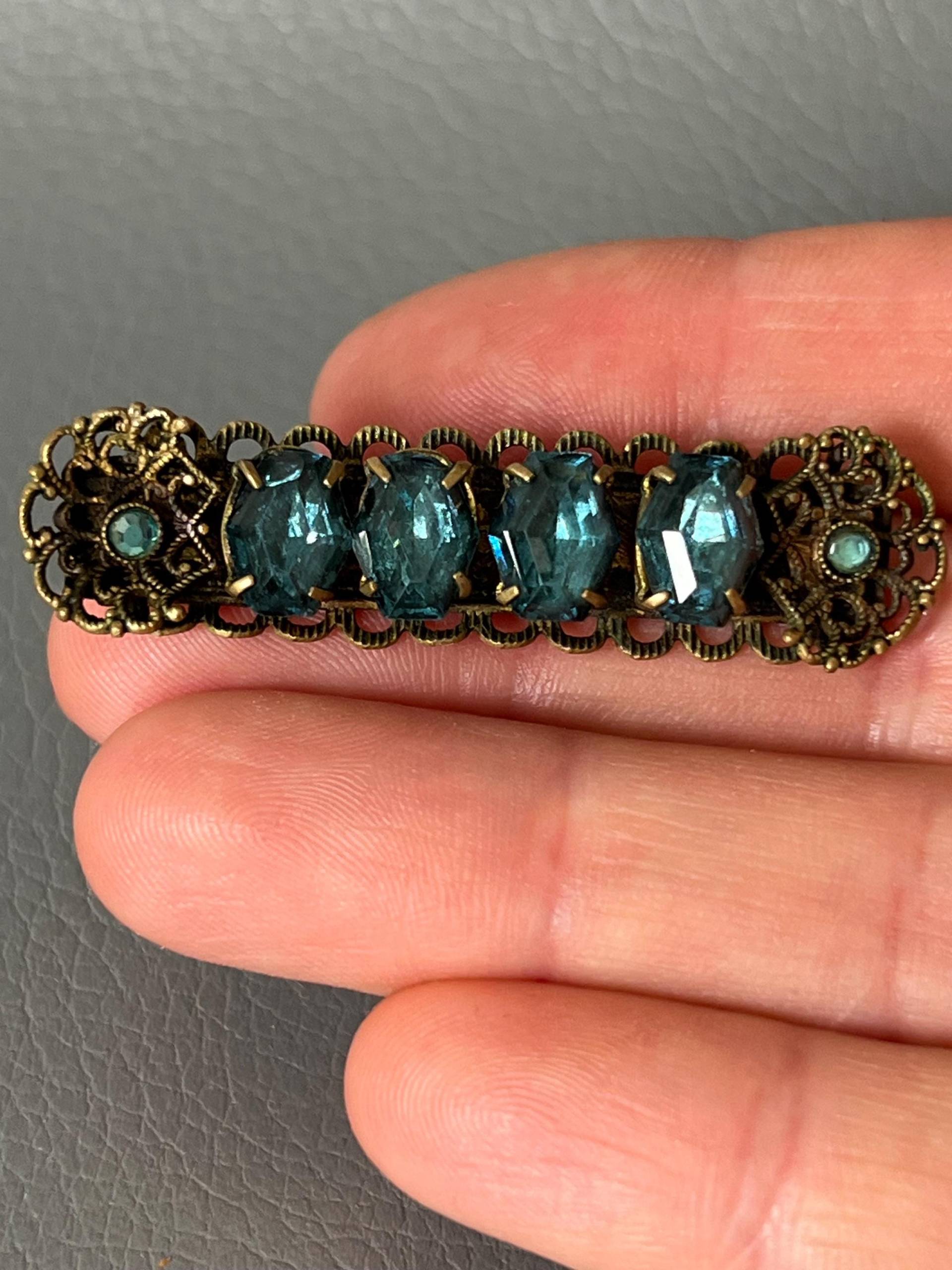 Vintage Antik Brosche Mit Blauen Steinen Pin von NostalgiaBoutiqueR