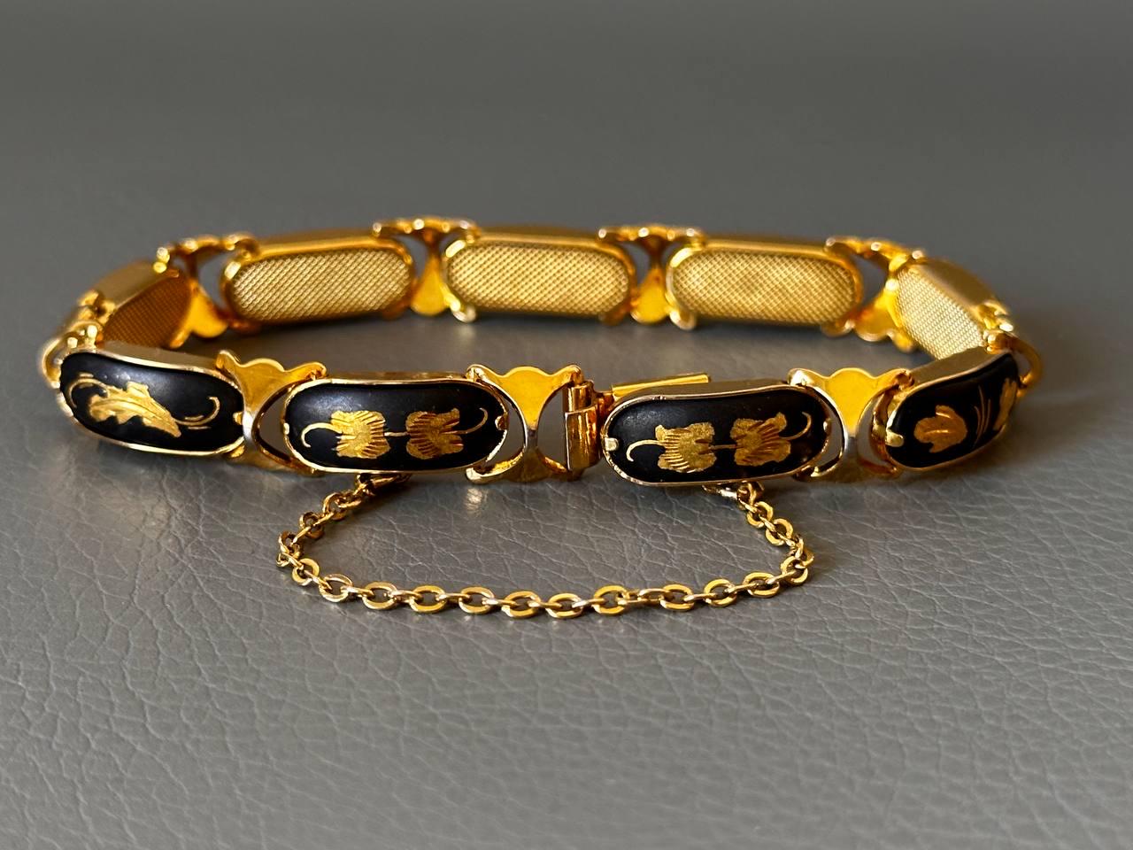 Vintage Armband Damaszener Schwarz Gold Ton von NostalgiaBoutiqueR