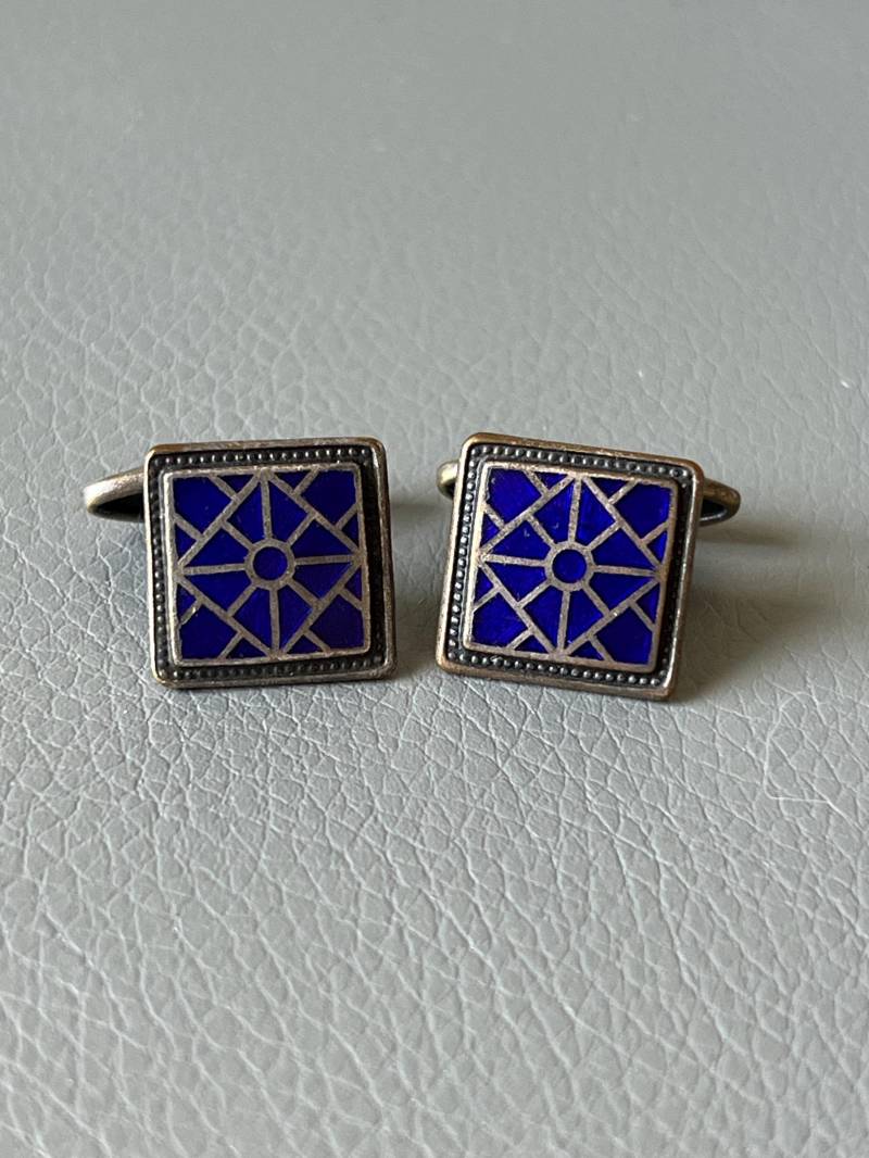 Vintage Emaille-Manschettenknöpfe in Blau Lenemalier Vintage Emaille-Manschettenknöpfe in Blau Lenemalier von NostalgiaBoutiqueR