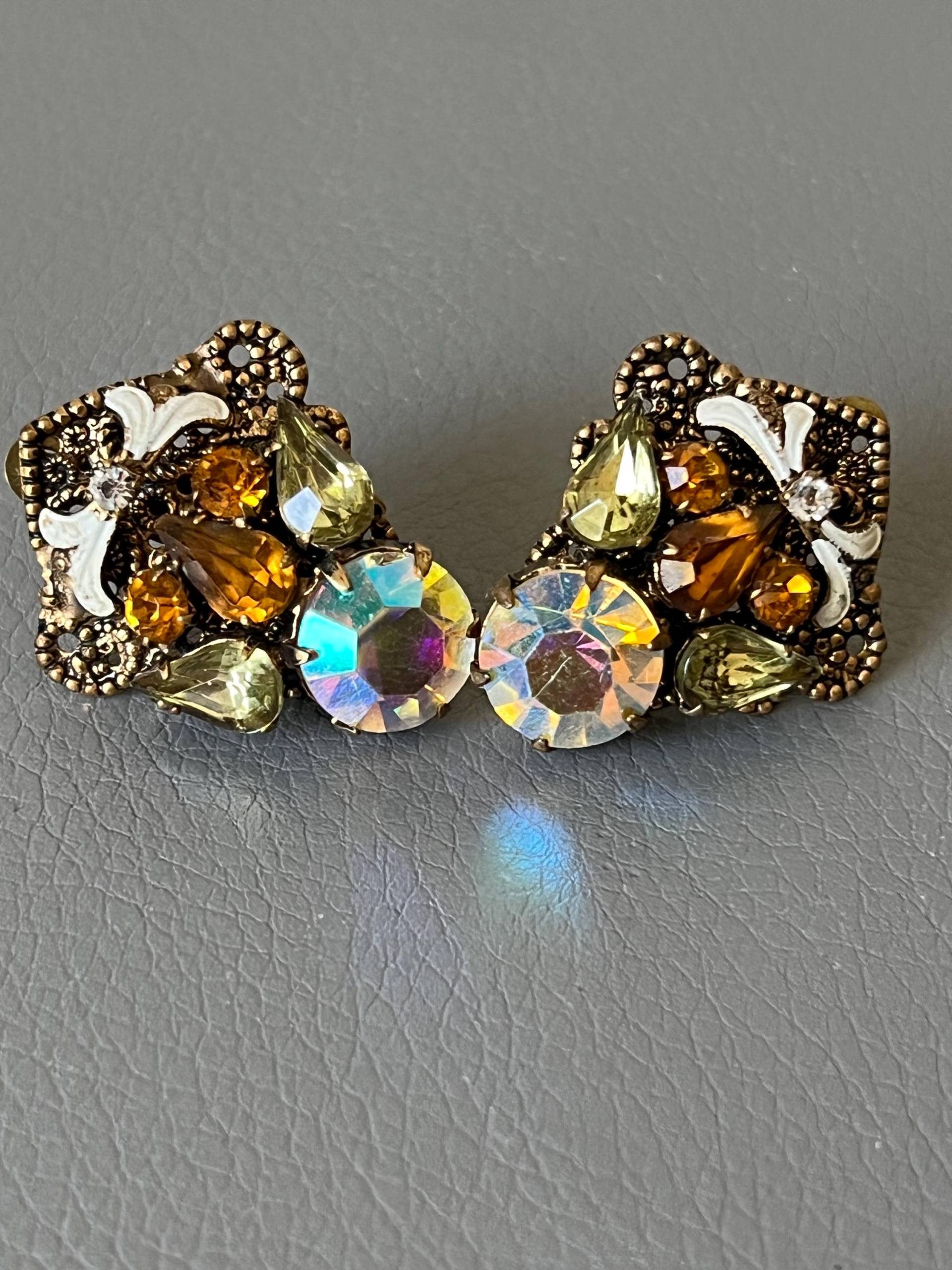 Vintage Ohrclips Karamell Glas von NostalgiaBoutiqueR