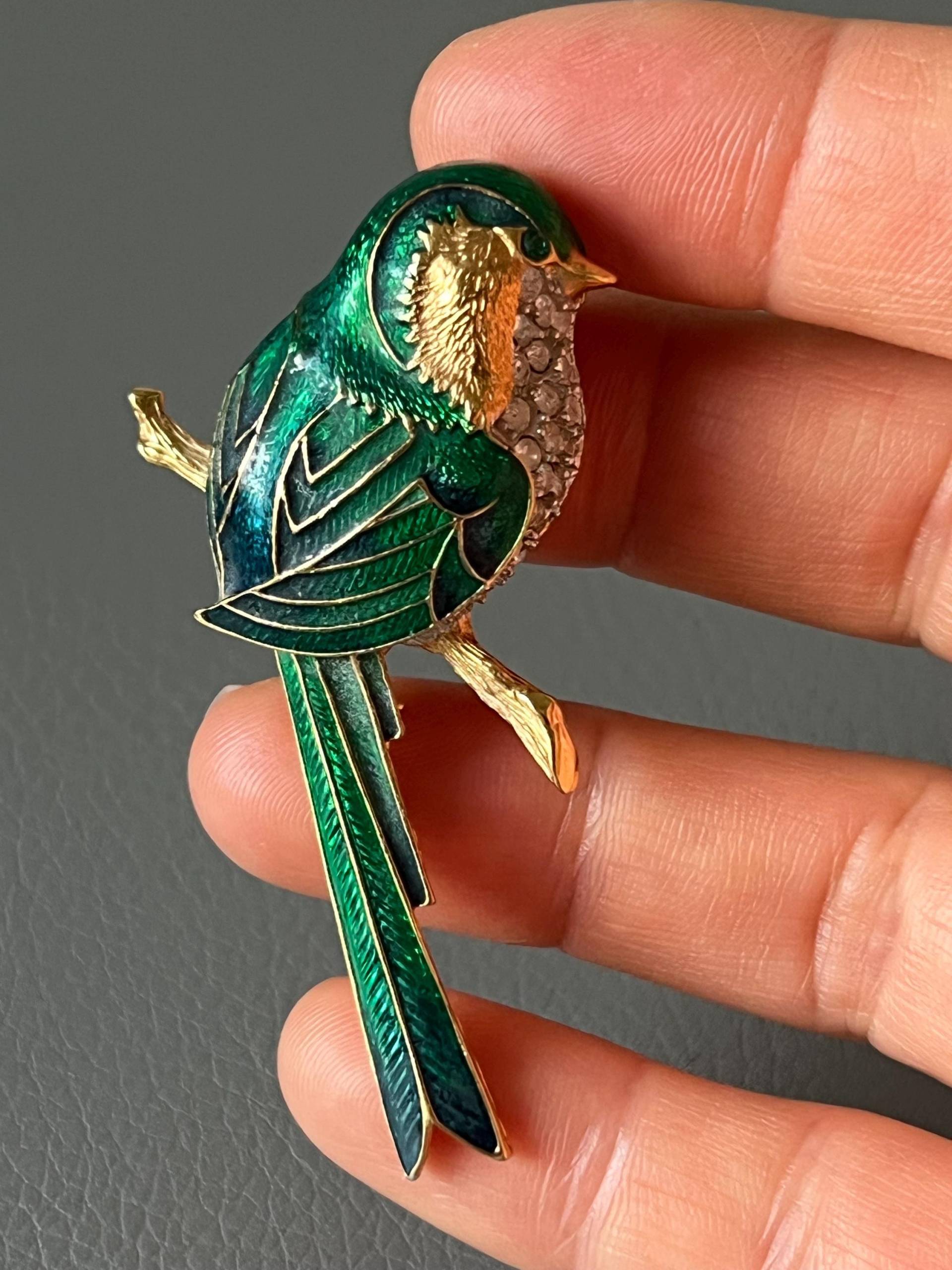 Vintage Vogel Emaille Brosche von NostalgiaBoutiqueR