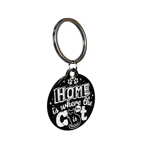 Nostalgic-Art Retro Schlüsselanhänger, Ø 4 cm, Home is where the cat is black – Geschenk-Idee für Katzen-Besitzer, aus Metall, Vintage Design von Nostalgic-Art