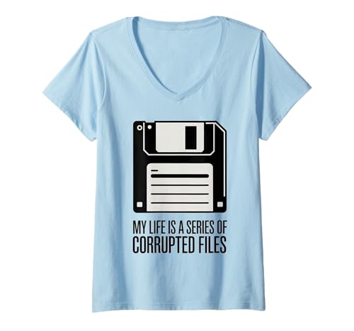 Damen Mein Leben ist eine Reihe beschädigter Dateien Lustige Diskette T-Shirt mit V-Ausschnitt Damen Mein Leben ist eine Reihe beschädigter Dateien Lustige Diskette T-Shirt mit V-Ausschnitt von Nostalgic Errors