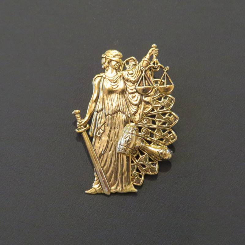 24 Karat Gold Platte Oder Silber Advokat Anwälte Brosche Jurist Frau Gerechtigkeit Waage Hammer Pg138/Ps087 von NostalgicCharm
