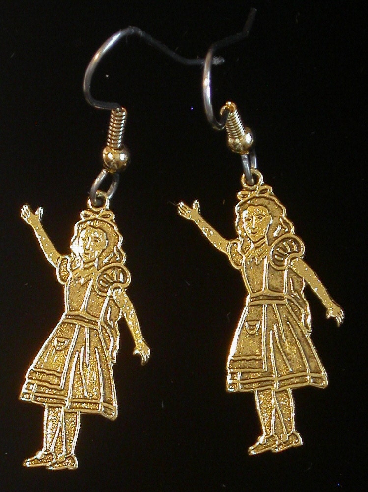Alice Im Wunderland Ohrringe 24 Karat Gold Platte Winken I'm Late For A Very Import Date Theater Play Schauspieler Geschenk Eg408 von NostalgicCharm