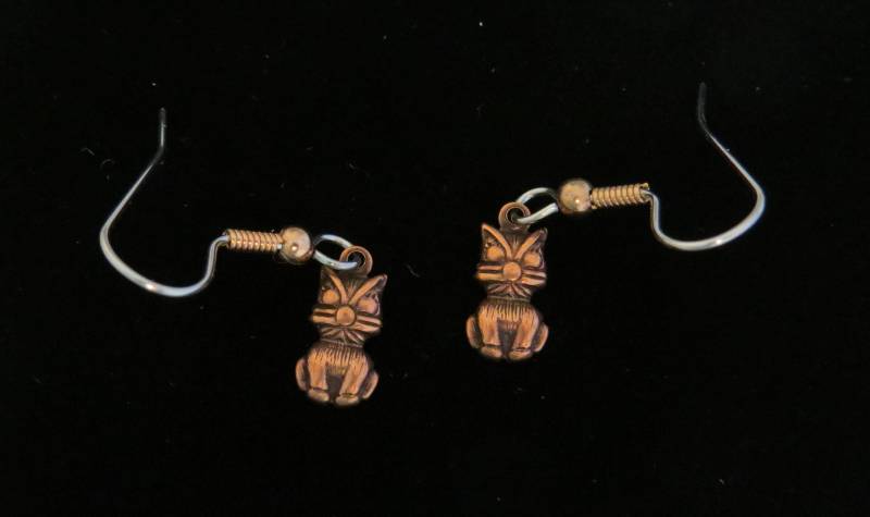 Art Deco Stil Katzen Ohrring Kupfer Kätzchen Tomcat Kitty Feline Mouser Katzenlady Geschenk Alley Kit Ec048 von NostalgicCharm