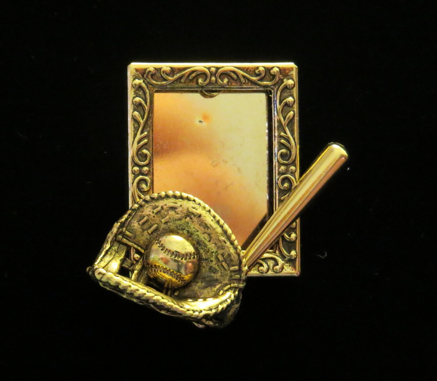 Baseball Softball Erster Basisspieler Mitt Foto Rahmen Pin 24 Karat Goldplatte Oder Oxidiert Matt Silber Und Platte Mix Pg247/Ps175 von NostalgicCharm