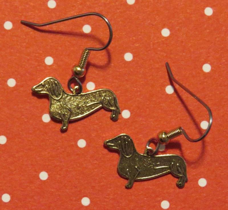 Dackel Wiener Hunde Ohrringe 24 Karat Vergoldet Oder Oxidiert Matt Silber I Herz Meine Eg323/Es302 von NostalgicCharm