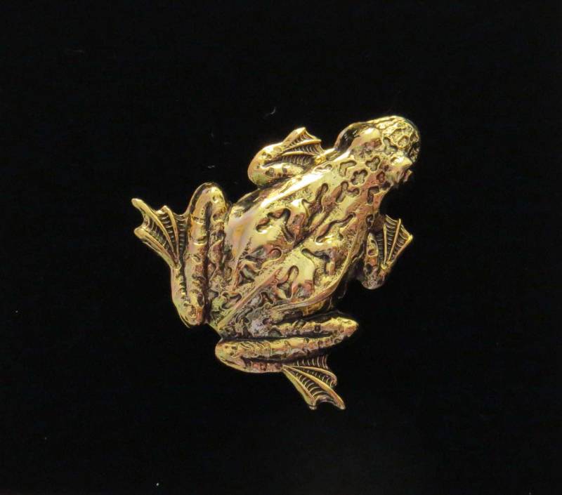 Frosch Pin Brosche 24 Karat Vergoldet Kröte Ochsenfrosch Polliwog Quaker Amphibie Pg370 von NostalgicCharm