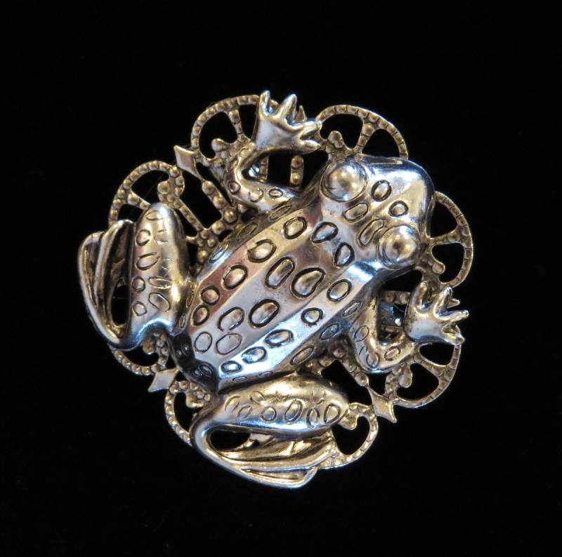 Frosch Pin Brosche Silber Plated/Oms Viktorianisch Inspiriert Kröte Ochsenfrosch Polliwog Amphibie Ps282 von NostalgicCharm