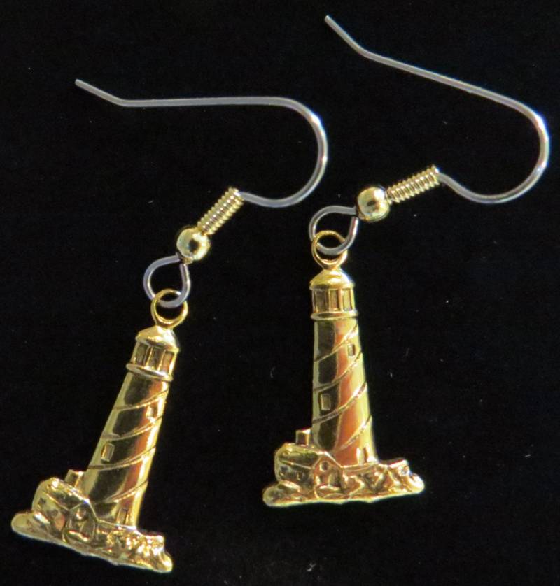 Leuchtturm Ohrringe Light House Gestreifte 24 Karat Vergoldung Oder Oxidiertes Matt Silber Leuchttürme Küsten Eg143S/Es084S von NostalgicCharm