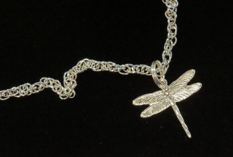 Libelle Fußkettchen Anklet Libellen Jugendstil Silber Plate Charm Auf Sterling Twisted Rope Kette Sommer Urlaub As006 von NostalgicCharm