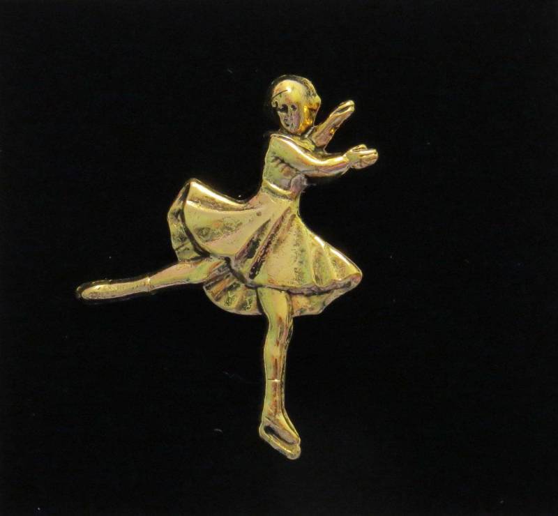 Schlittschuh Eiskunstläufer Pin Brosche 24 Karat Vergoldung Schlittschuhe Pg369 von NostalgicCharm