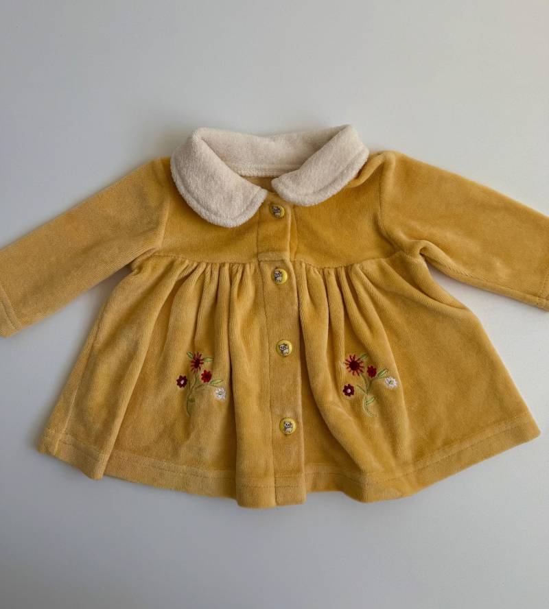 Vintage Baby Velour Kleid | 90Er/00Er Jahre Gestickte Blumen |3-6 Monate von NostalgickidsArt