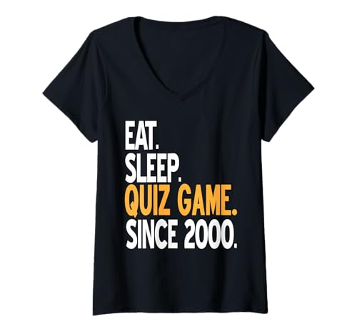 Damen Quiz Leben Vintage Gamer Seit 2000 T-Shirt mit V-Ausschnitt Damen Quiz Leben Vintage Gamer Seit 2000 T-Shirt mit V-Ausschnitt von Nostalgie Trivia Spielabend Fans