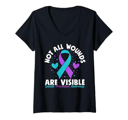 Damen Not All Wunds Are Visible Suicide Awareness Mental Health T-Shirt mit V-Ausschnitt Damen Not All Wunds Are Visible Suicide Awareness Mental Health T-Shirt mit V-Ausschnitt von Not All Wounds Are Visible Suicide Awareness tee