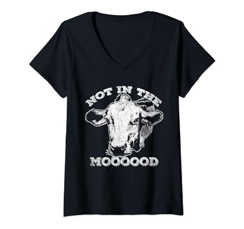 Damen Not In The Mood T-Shirt Funny Cow T-Shirt mit V-Ausschnitt Damen Not In The Mood T-Shirt Funny Cow T-Shirt mit V-Ausschnitt von Not In The Mood Designs By AKOKAY