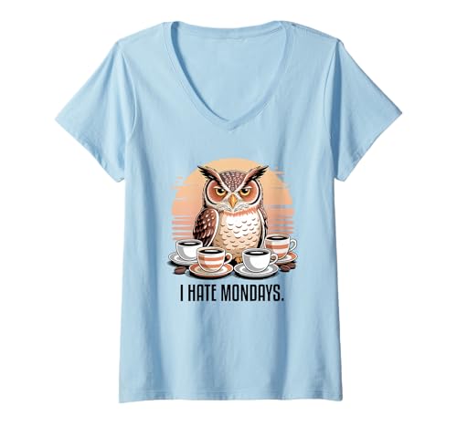 Damen I Hate Mondays T-Shirt mit V-Ausschnitt Damen I Hate Mondays T-Shirt mit V-Ausschnitt von Not Today Monday Not Today