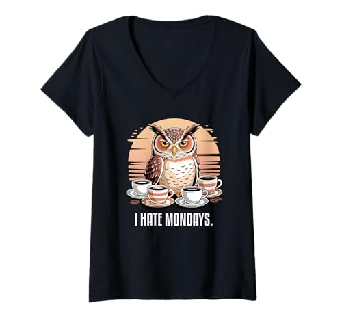Damen I Hate Mondays T-Shirt mit V-Ausschnitt Damen I Hate Mondays T-Shirt mit V-Ausschnitt von Not Today Monday Not Today