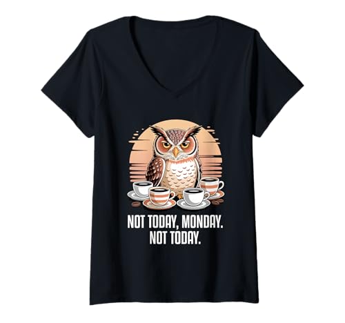Damen Not Today Monday Not Today T-Shirt mit V-Ausschnitt Damen Not Today Monday Not Today T-Shirt mit V-Ausschnitt von Not Today Monday Not Today