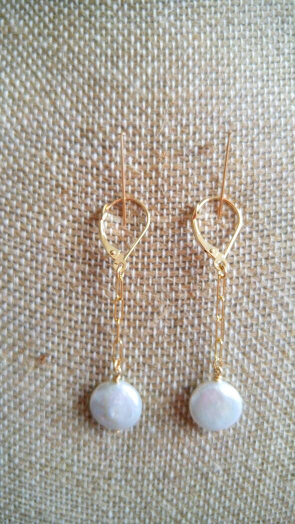 14K Gold Filled Münzenperlen-Ohrringe ~ Sterlingsilber Münzperlen-Ohrringe Brisuren von NotBeforeJava