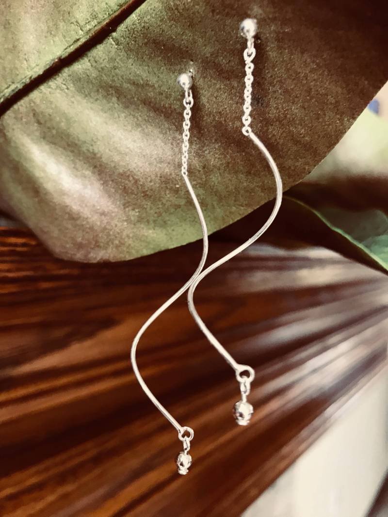 Baumelnde Tropfen Ohrringe ~ in Sterling Silber, Gelbgold Gefüllt Nbj527 Silber von NotBeforeJava