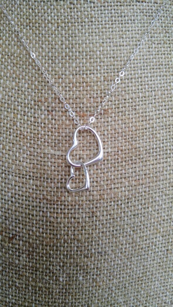 Mutter-Kind-Halsketten-Armband ~ Sterlingsilber Doppelherz-Halskette Liebe Herzen-Fußkettchen Herzen-Armband von NotBeforeJava