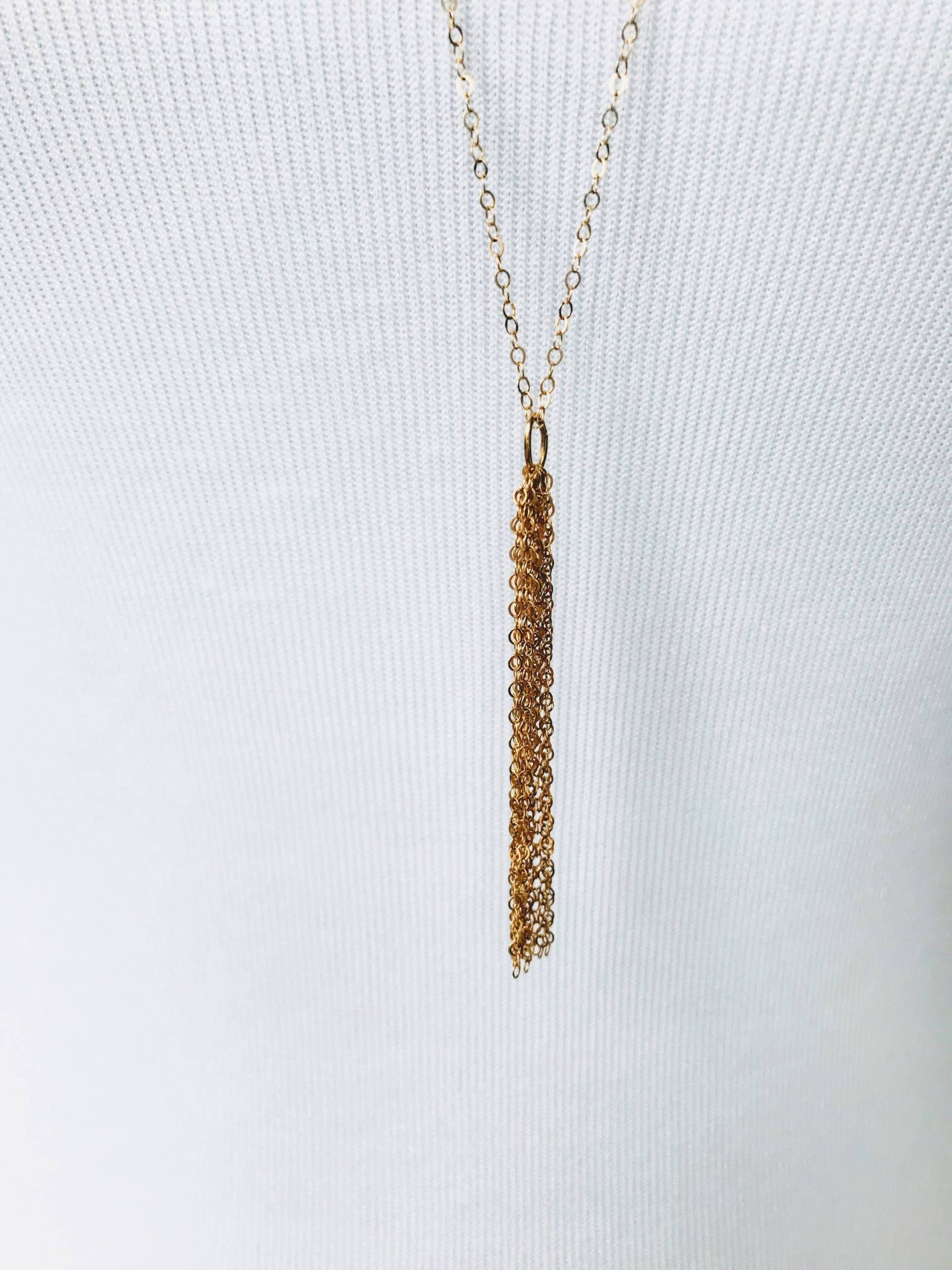 Quaste Halskette ~ Y Gold Filled Sterling Silber Verstellbare Roségold von NotBeforeJava